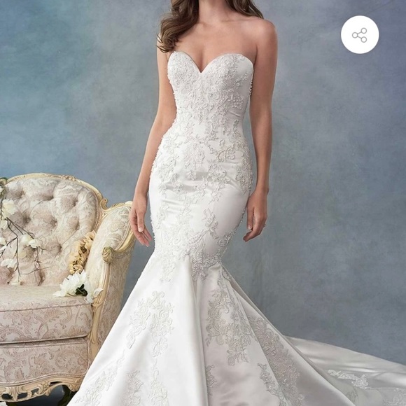 Kenneth Winston Satin mermaid gown with corset - Picture 3 of 4